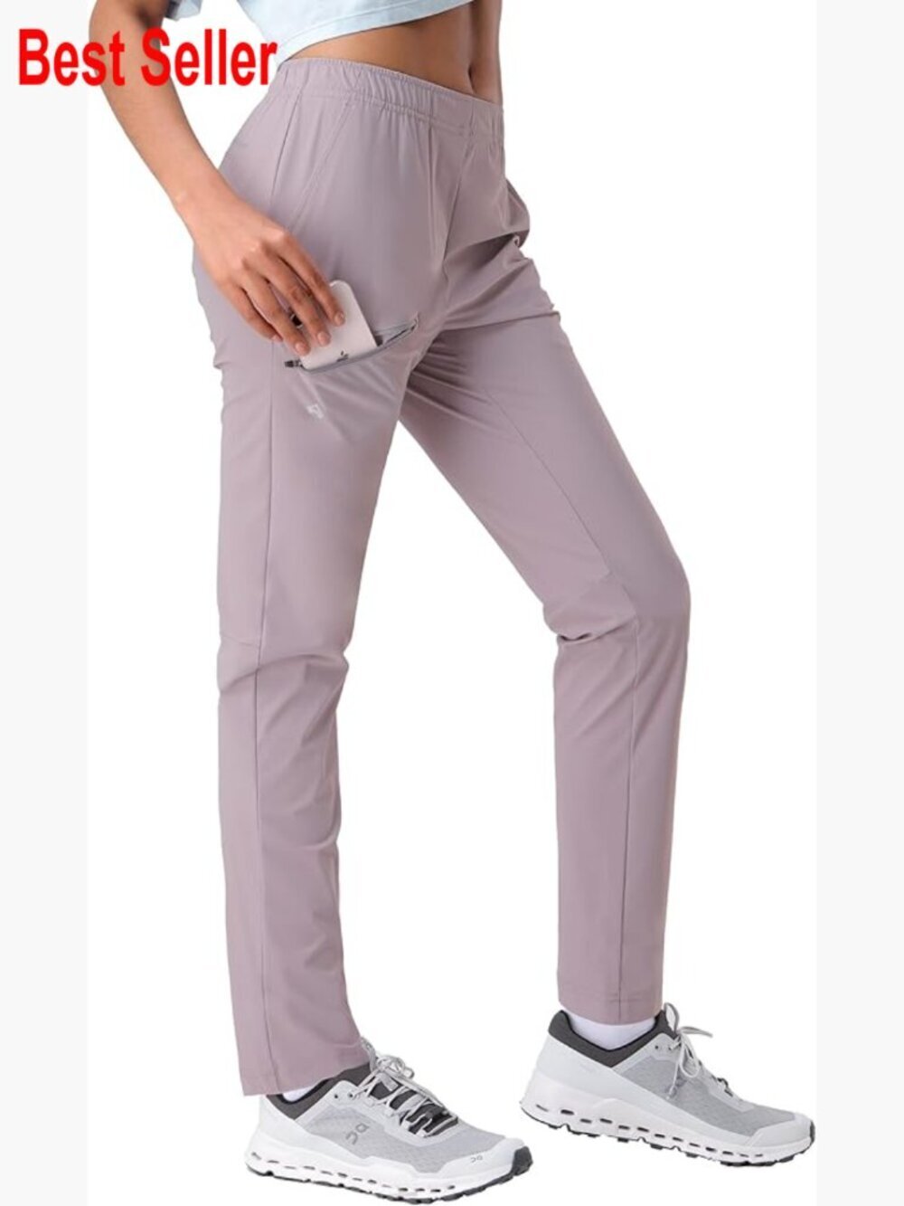 UPF 50+ Ultra-Stretch Lightweight Cargo Hiking Pants Elastic Waist